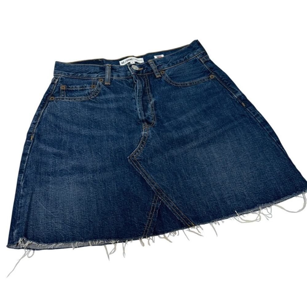 Re/Done Originals Denim High Rise Mini Skirt in Dark Wash Sz. 26
